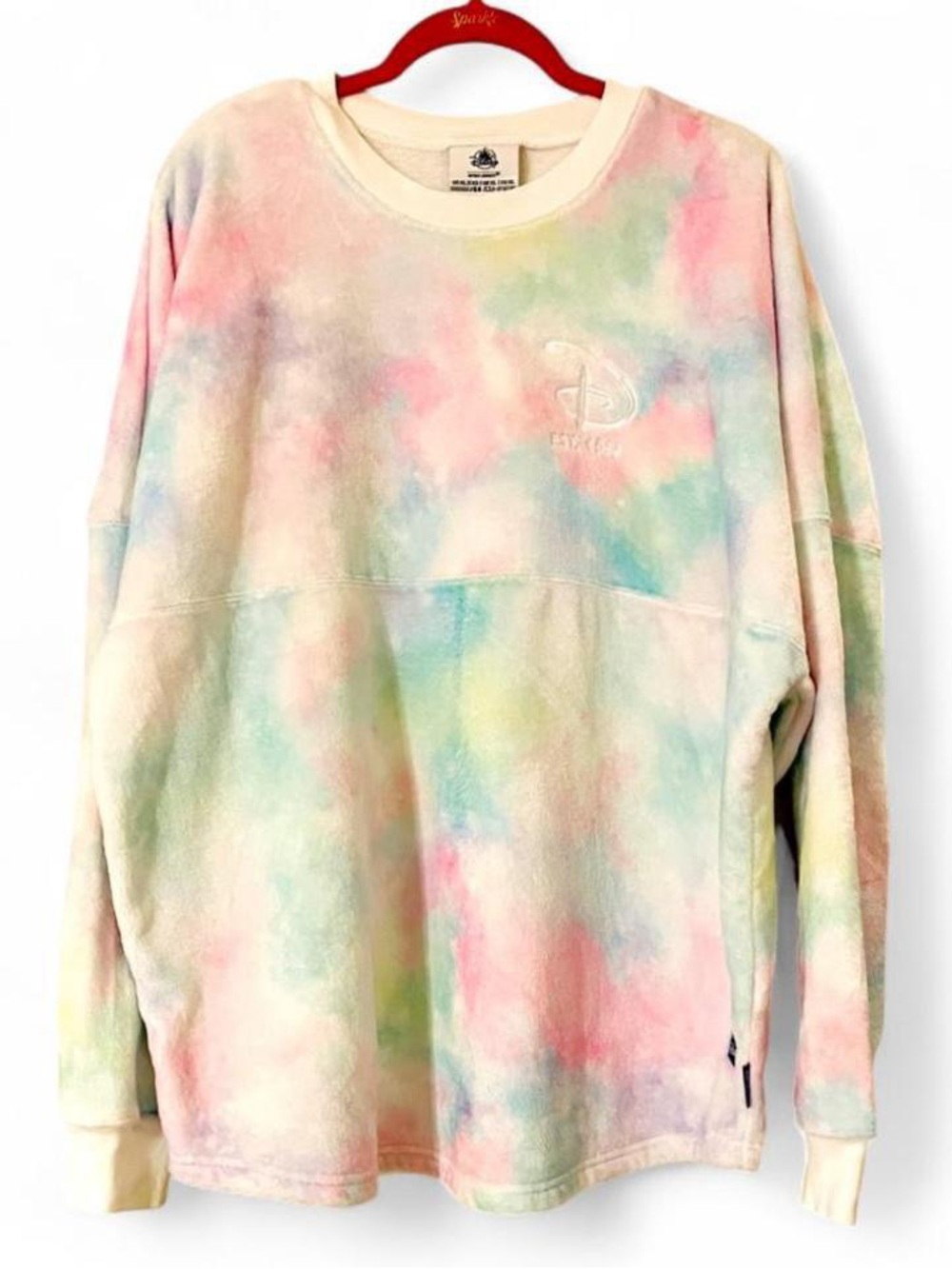 NWOT Disney Parks Disneyland Paris Pastel Tie Dye Fuzzy Fleece Spirit Jersey XL